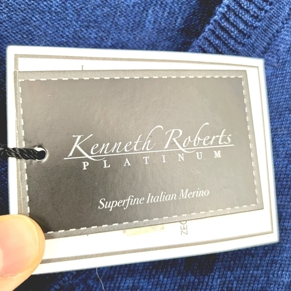 Kenneth Roberts NWT Men's L Blue Italy V-Neck Vest - Picture 7 of 11